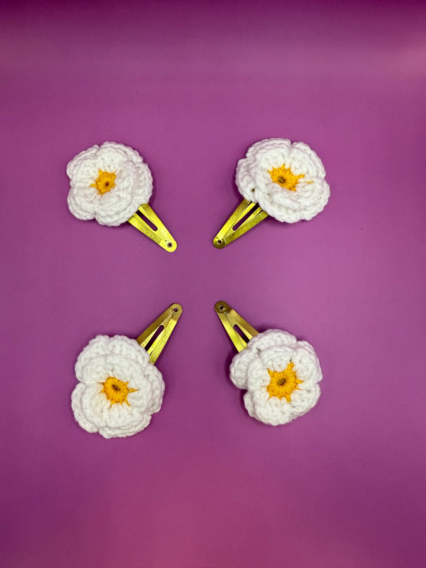 Handmade Crochet Daisy Hair Clips - 2 pieces