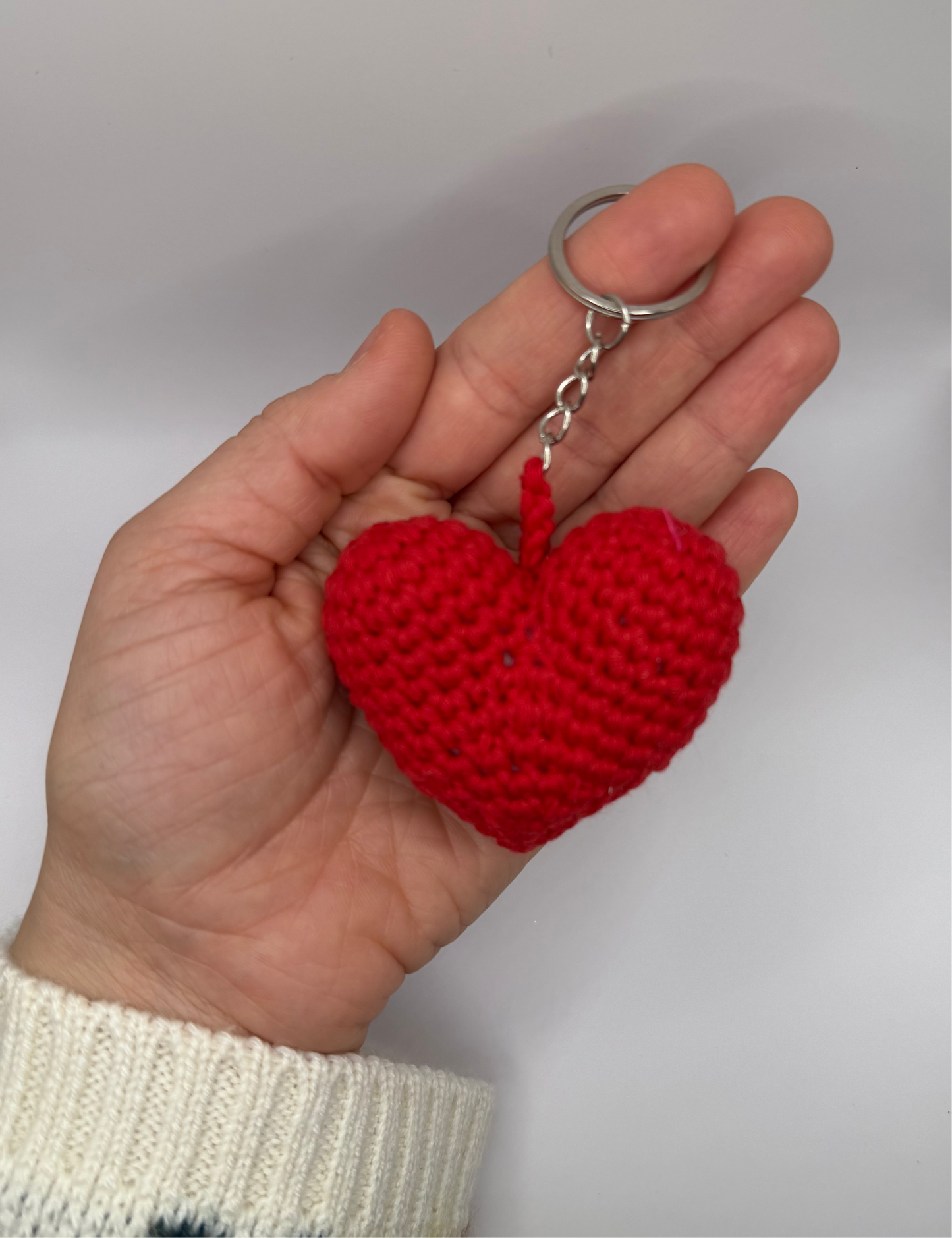 Handmade Crochet Heart Key Chain - Valentines Day Gift