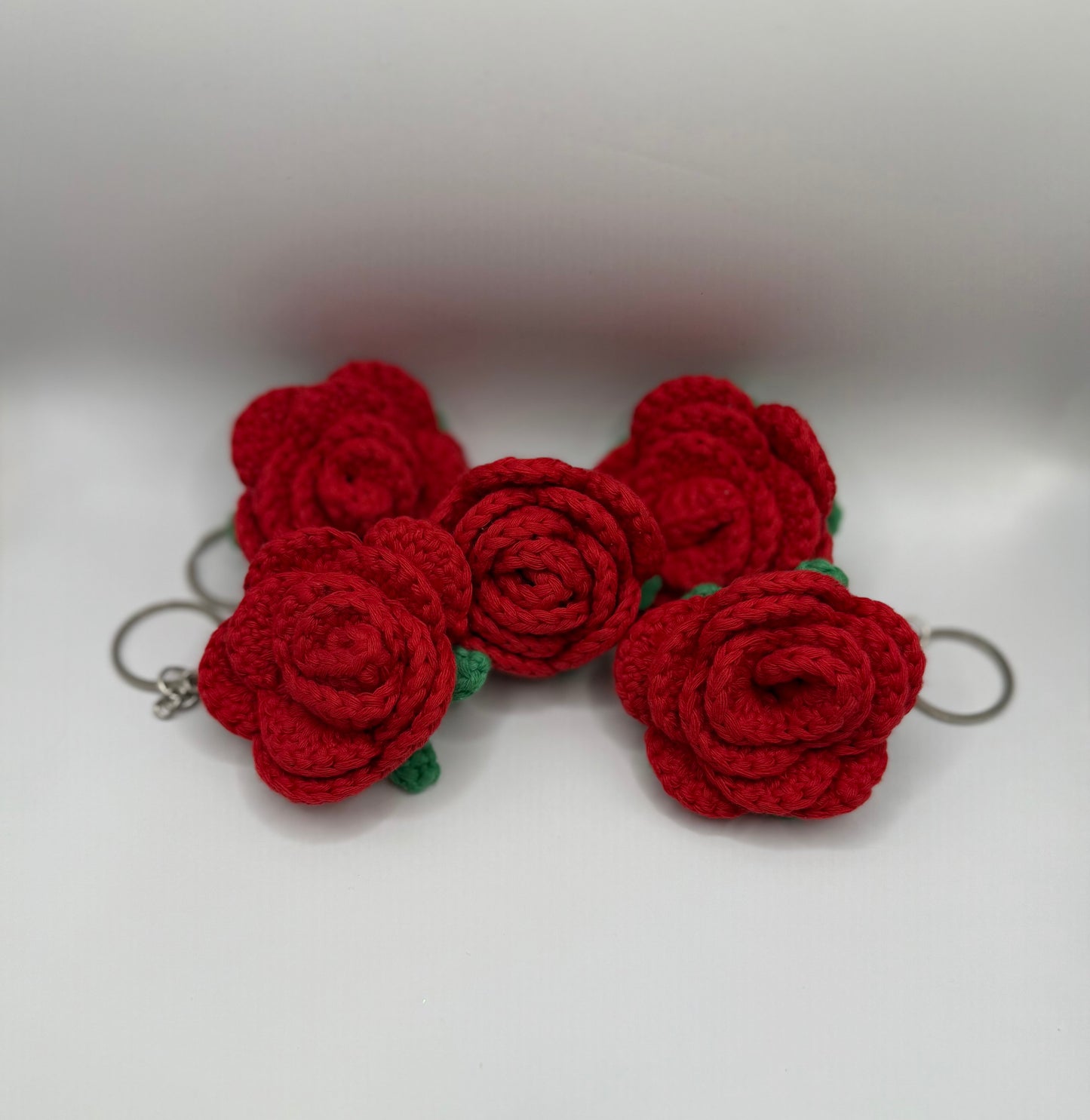 Handmade Crochet Rose Key Chain - Valentines Day Gift