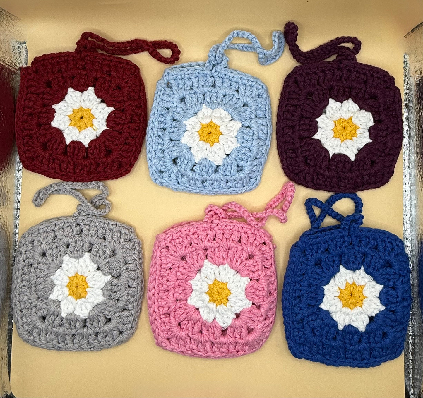 Handmade Crochet Square AirPod / EarBud Case/Holder - Purse Charm