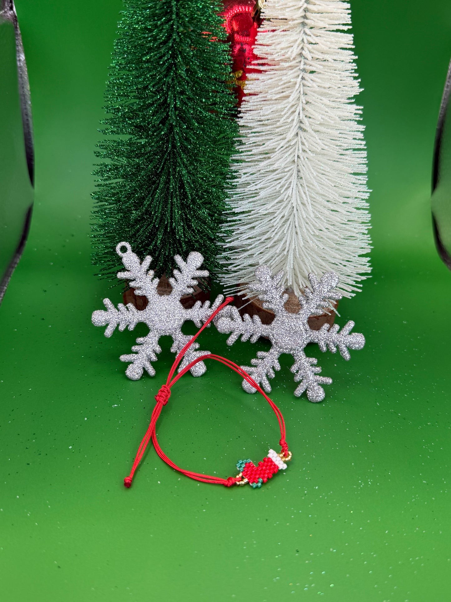Handmade Christmas Miyuki Bracelet (Stocking Shaped)