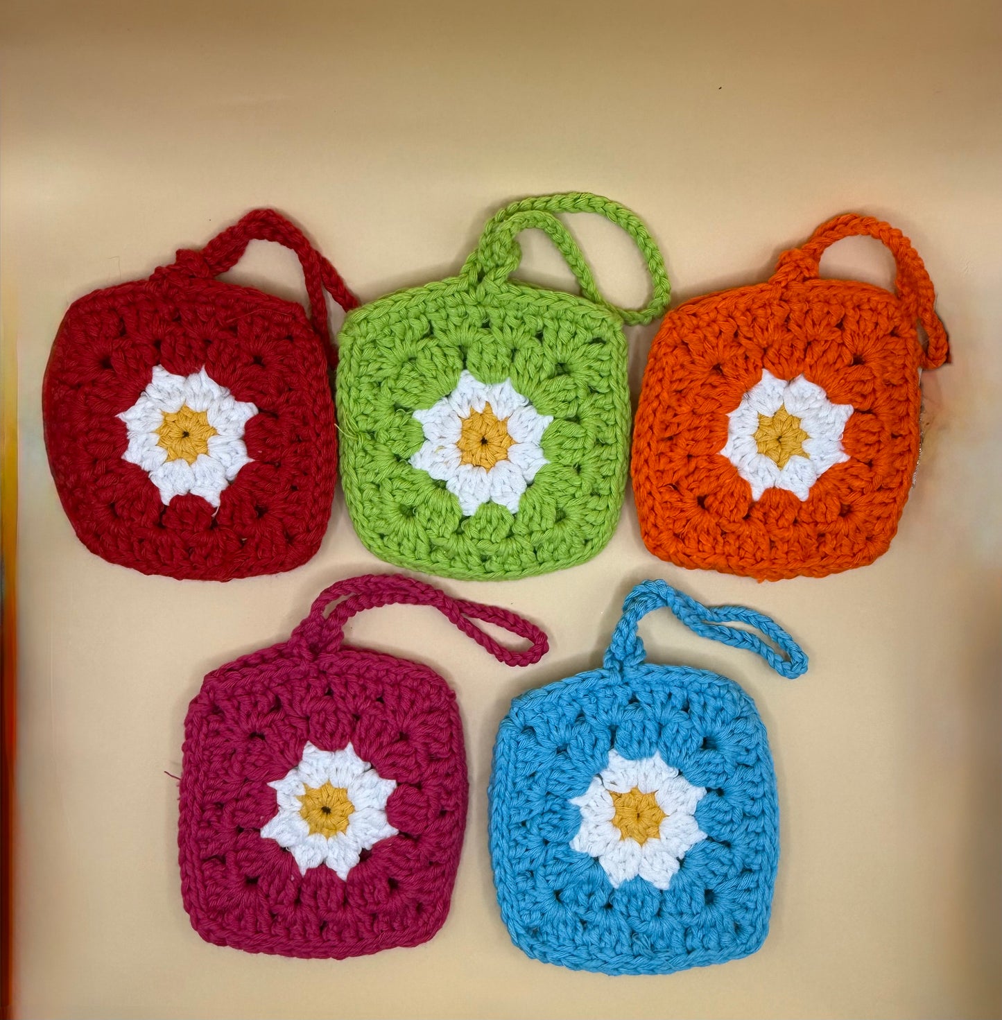 Handmade Crochet Square AirPod / EarBud Case/Holder - Purse Charm