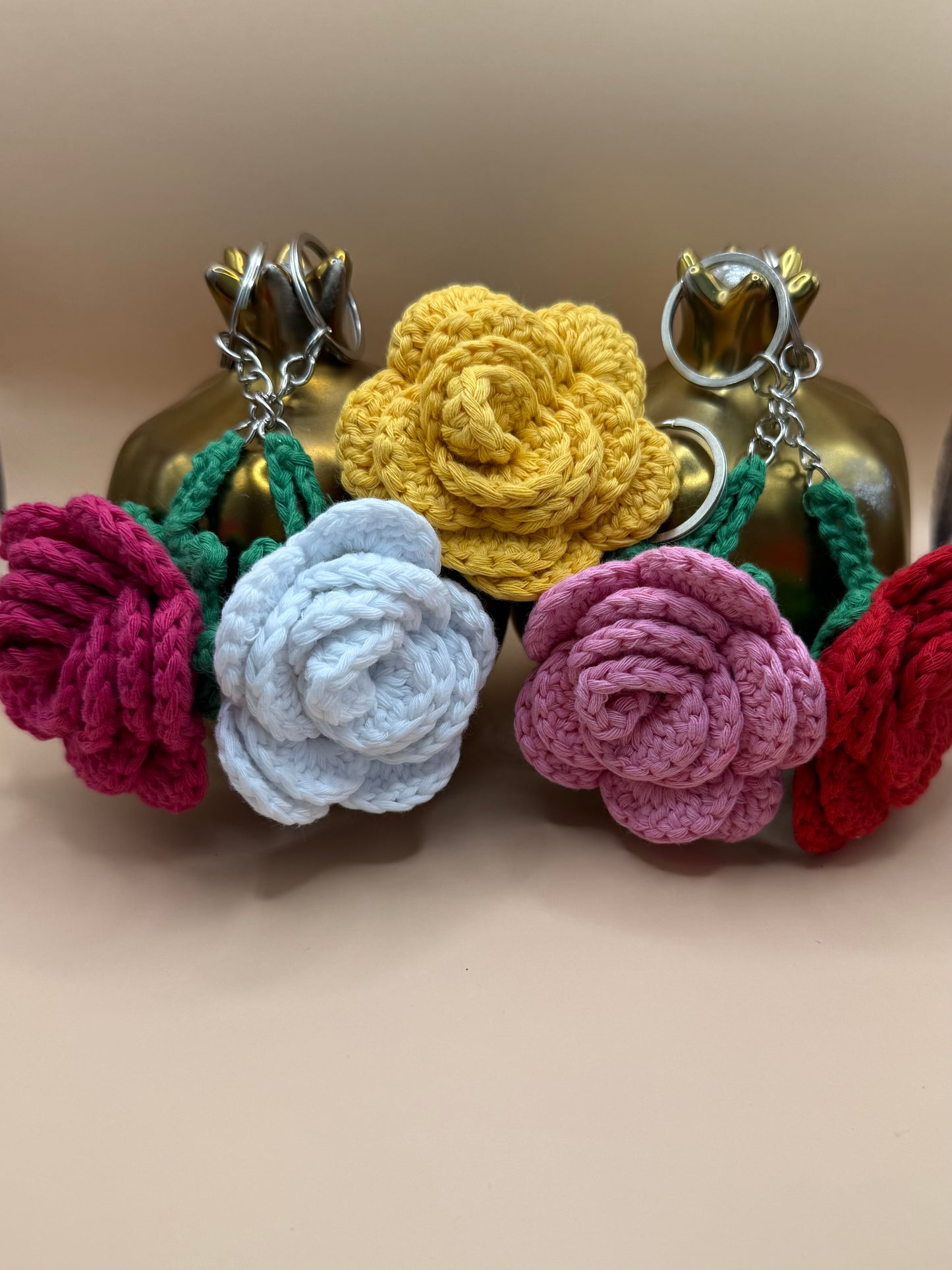 Handmade Crochet Rose Amigurumi Key Chain