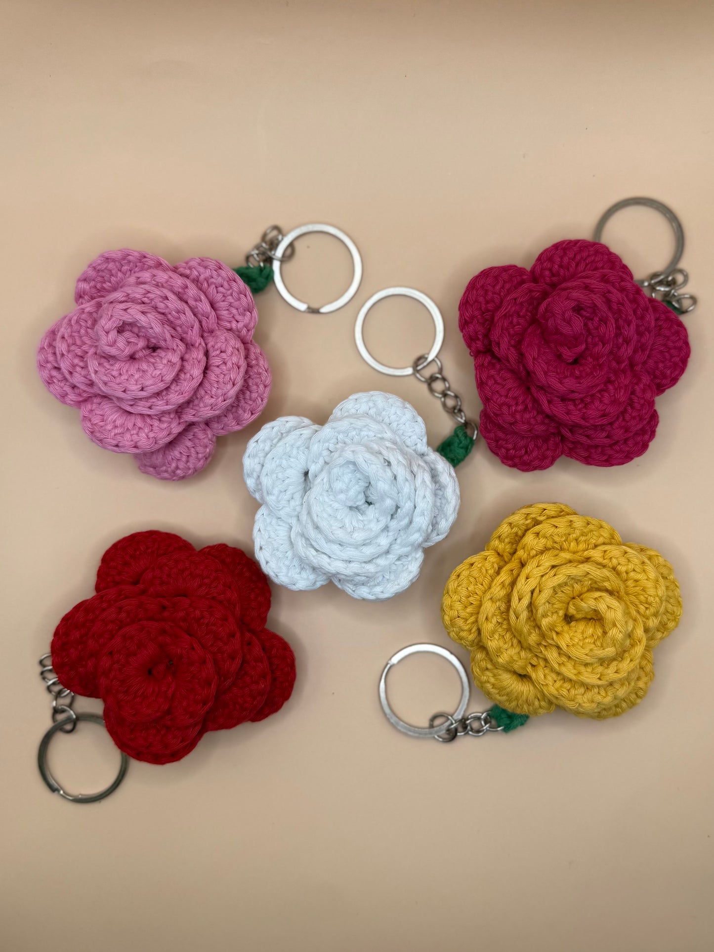 Handmade Crochet Rose Amigurumi Key Chain